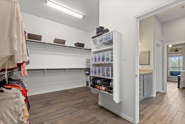 spacious closet with wood finished floors