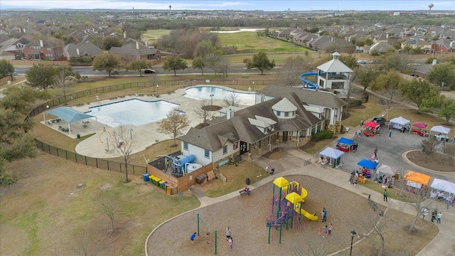 drone / aerial view with a residential view