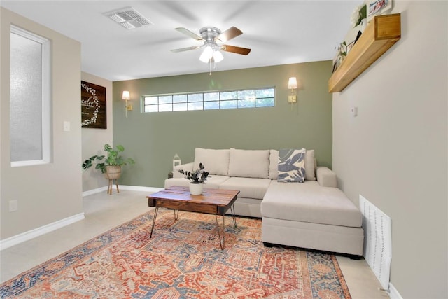 1019 Allen Ave, New Braunfels, TX 78130 - living room with a ceiling fan and baseboards
