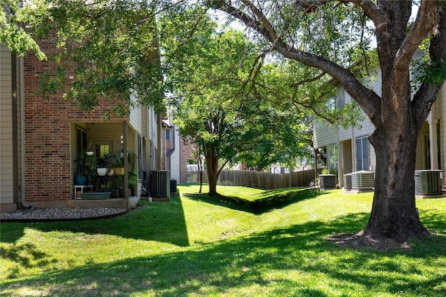 view of yard featuring central AC