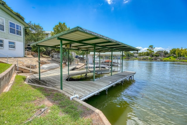 view of dock featuring a water view