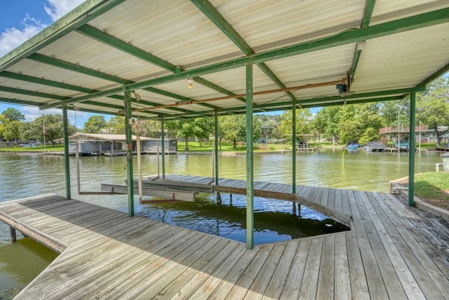 view of dock featuring a water view