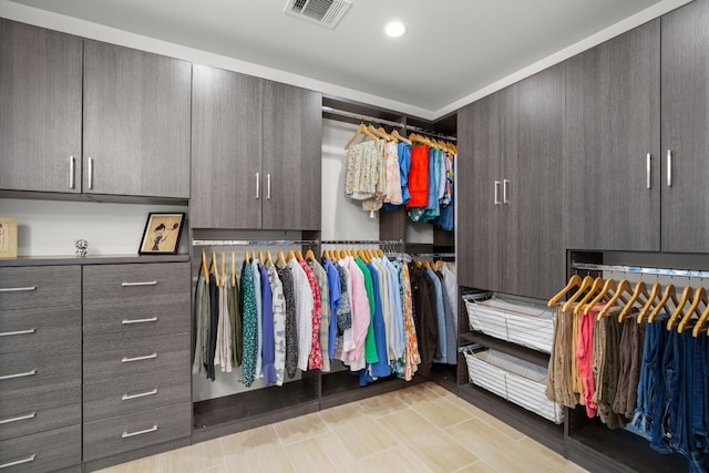 spacious closet with visible vents