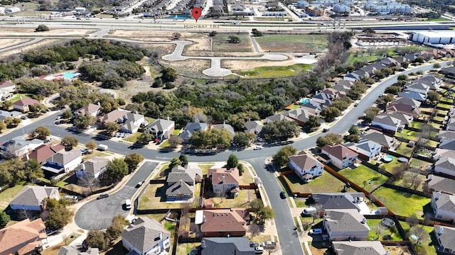 aerial view with a residential view