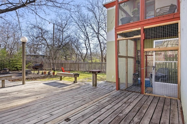 deck featuring fence