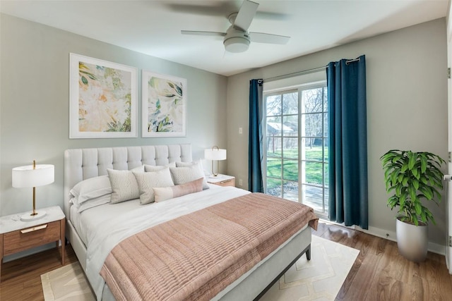 1105 Brookswood Ave, Austin, TX 78721 - bedroom with wood finished floors and a ceiling fan