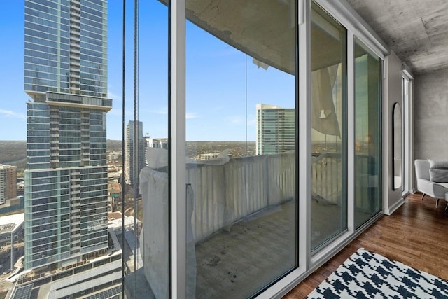 balcony with a view of city