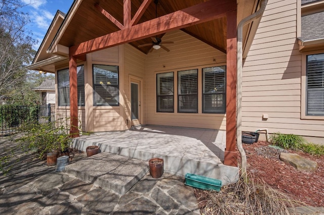 4229 Johns Light Dr, Austin, TX 78727 - view of patio / terrace with a ceiling fan and fence