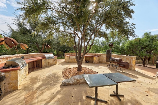 view of patio / terrace featuring area for grilling and exterior kitchen