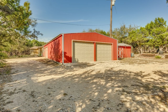 view of detached garage