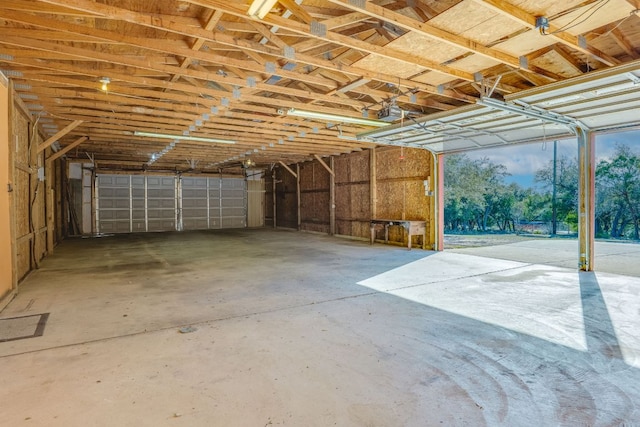 garage with a garage door opener