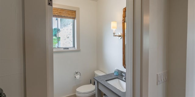 half bath featuring toilet and vanity