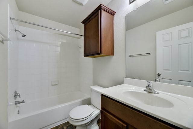 full bath with vanity, toilet, and tub / shower combination