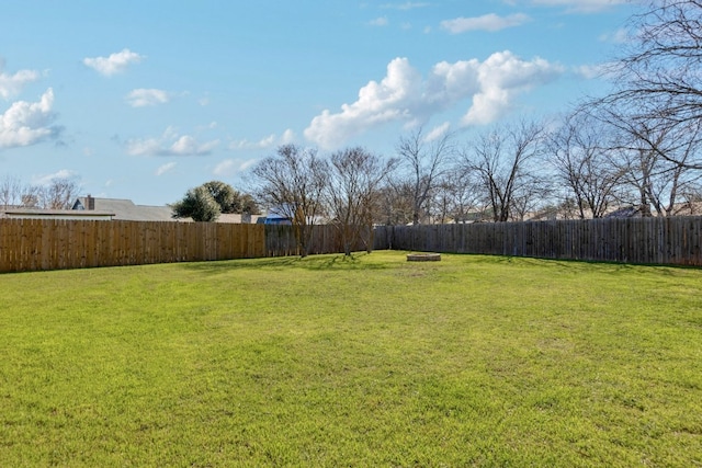 view of yard featuring a fenced backyard