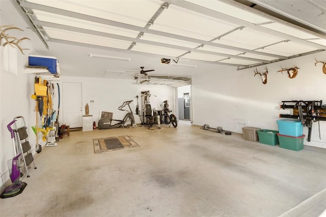 garage with a garage door opener