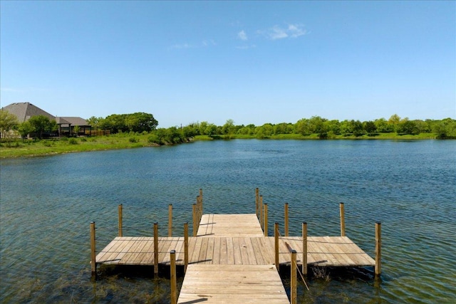 view of dock featuring a water view