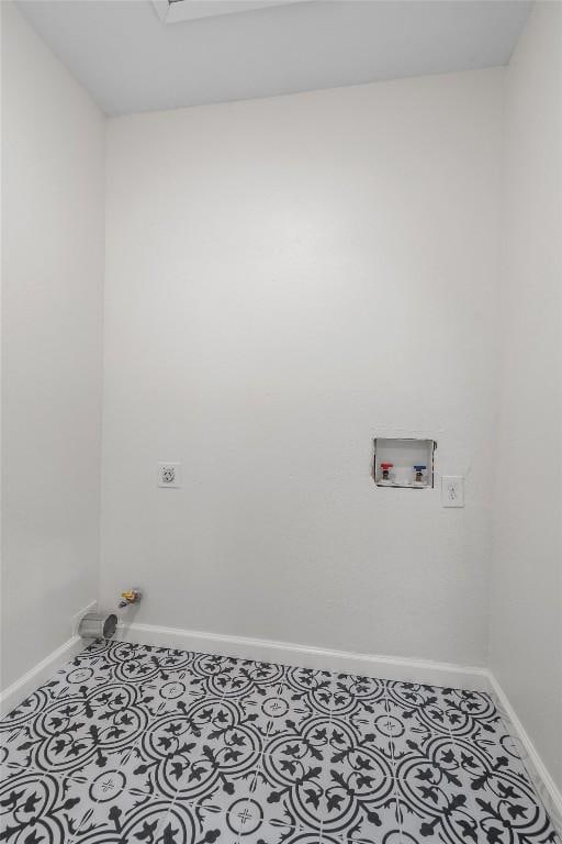 washroom featuring laundry area, hookup for an electric dryer, baseboards, and washer hookup