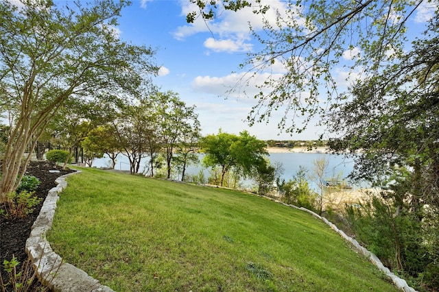 view of yard featuring a water view