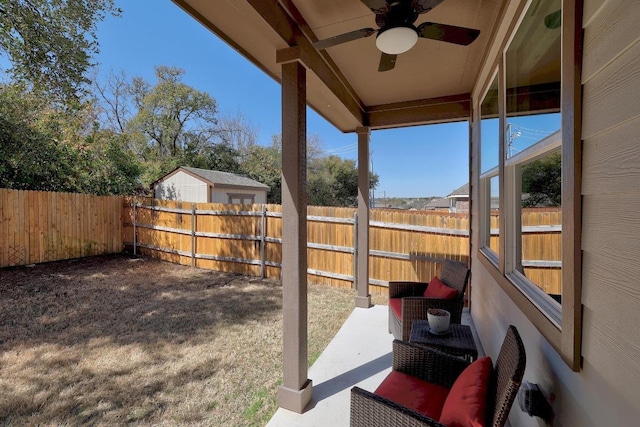7505 Albany Dr, Austin, TX 78754 - fenced backyard featuring ceiling fan