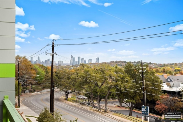 view of road featuring a view of city and sidewalks