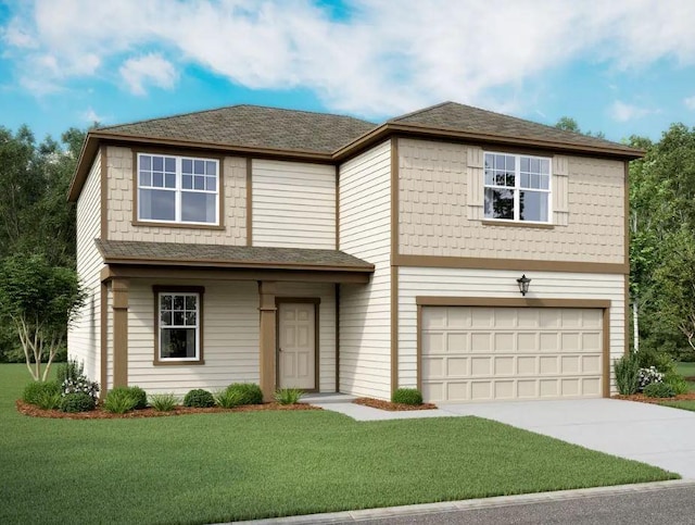 1424 Morris Loop, San Marcos, TX 78666 - traditional home featuring an attached garage, driveway, a front yard, and roof with shingles