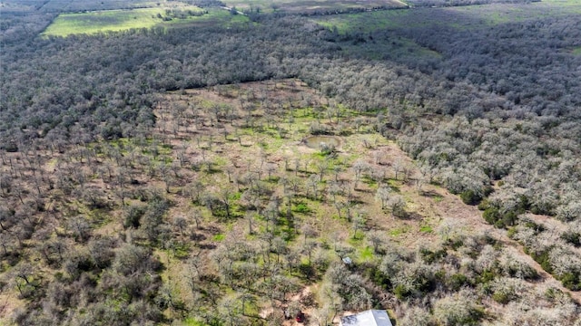 drone / aerial view featuring a view of trees