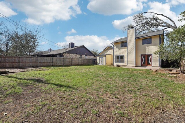 5217 Summerset Trl, Austin, TX 78749 - fenced backyard featuring a patio area and a shed