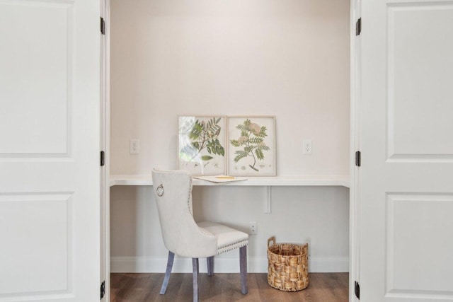 103 Manana Ct, Bastrop, TX 78602 - office space featuring wood finished floors and built in desk