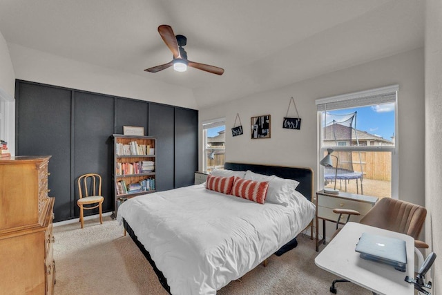 bedroom featuring carpet floors and ceiling fan