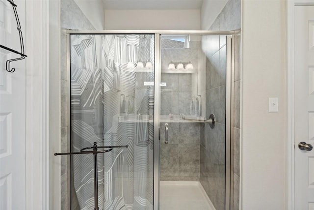 bathroom featuring a stall shower