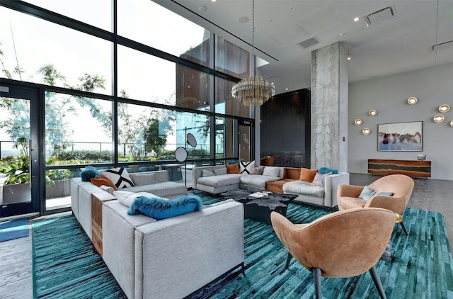 70 Rainey St Unit 1807, Austin, TX 78701 - building lobby featuring floor to ceiling windows and a towering ceiling