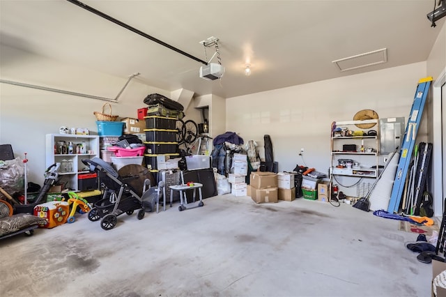 garage with a garage door opener