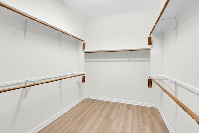 walk in closet with light wood-style flooring