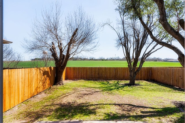 view of yard with a fenced backyard