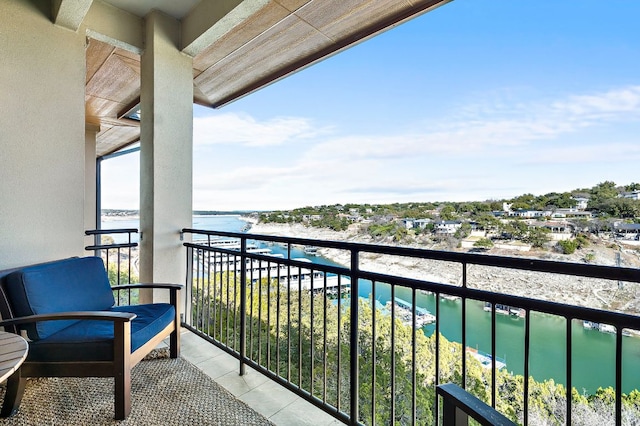 balcony with a water view