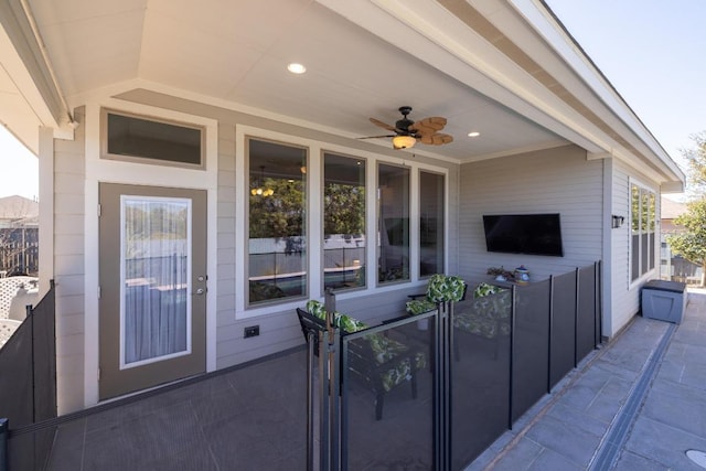 view of patio / terrace with ceiling fan