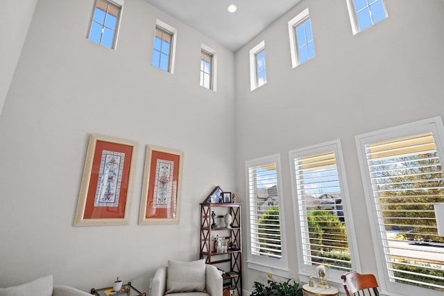 living area with recessed lighting