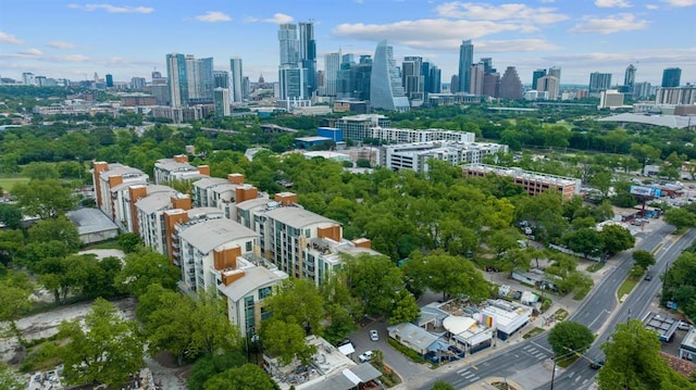 bird's eye view with a view of city