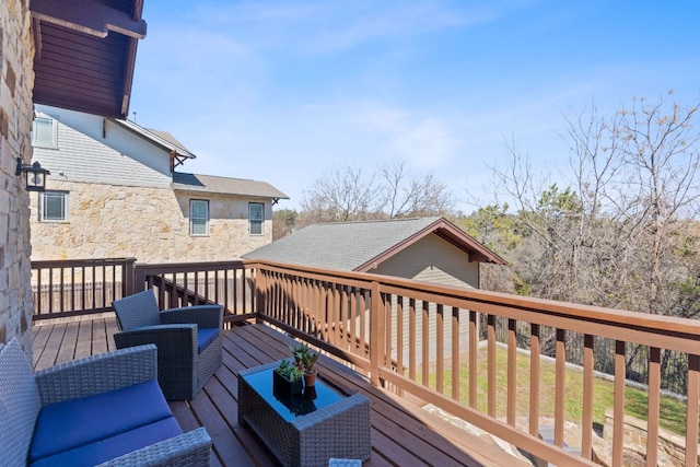 3129 Mill Stream Dr, Cedar Park, TX 78613 - wooden deck with an outdoor hangout area