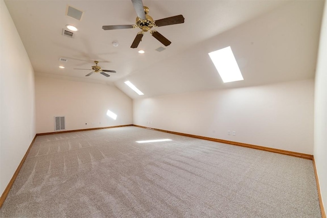212 Cassidy Dr S, Georgetown, TX 78628 - additional living space with a skylight, baseboards, carpet floors, vaulted ceiling, and recessed lighting