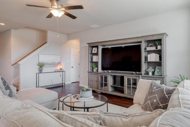 6717 Catania Loop, Round Rock, TX 78665 - living area with wood finished floors and a ceiling fan