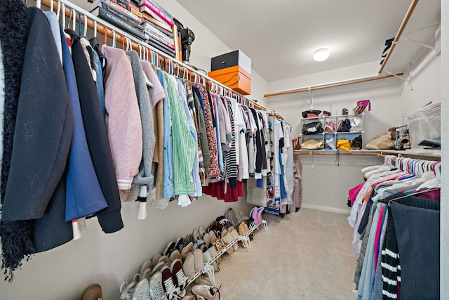 spacious closet with carpet flooring