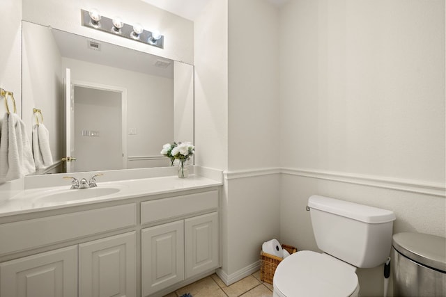 bathroom with tile patterned floors, toilet, and vanity