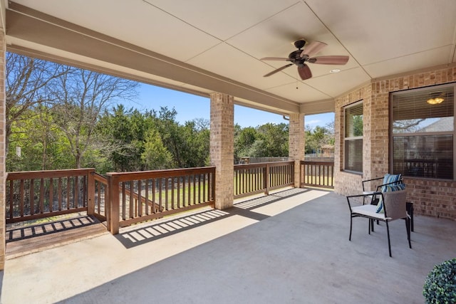 view of patio with ceiling fan