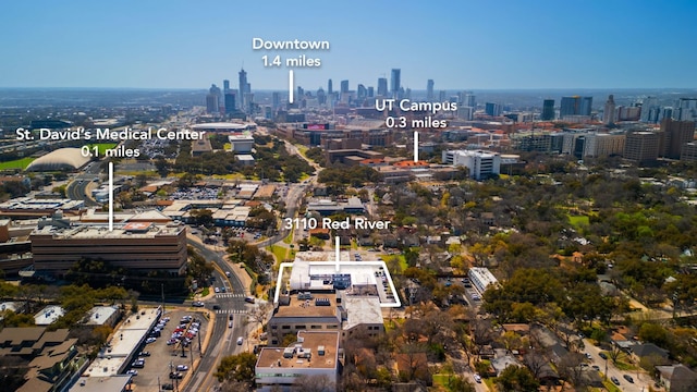 aerial view featuring a city view