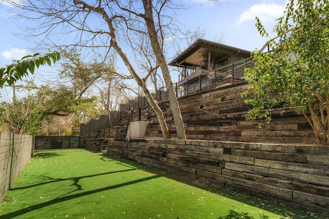 view of yard featuring fence