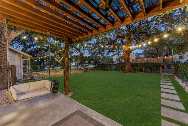 view of yard with a patio area and a fenced backyard