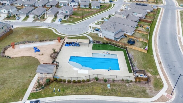 108 Trailstone Dr, Bastrop, TX 78602 - aerial view of residential area featuring a pool area