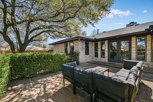 view of patio featuring french doors and an outdoor hangout area