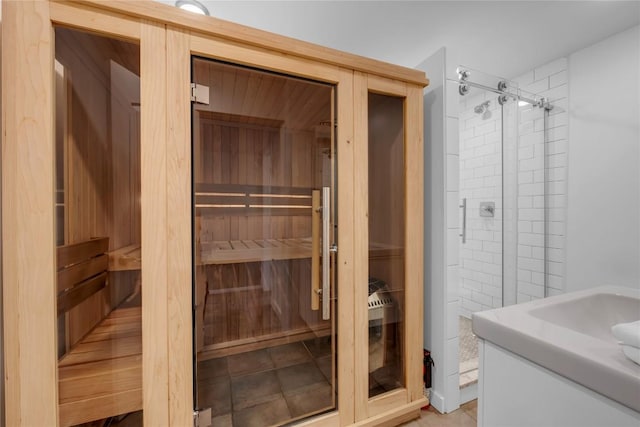 view of sauna / steam room featuring tile patterned floors